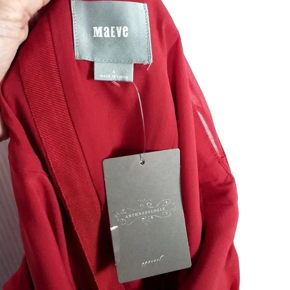 Anthropologie Maeve Red Lattice Dress - Picture 7 of 8